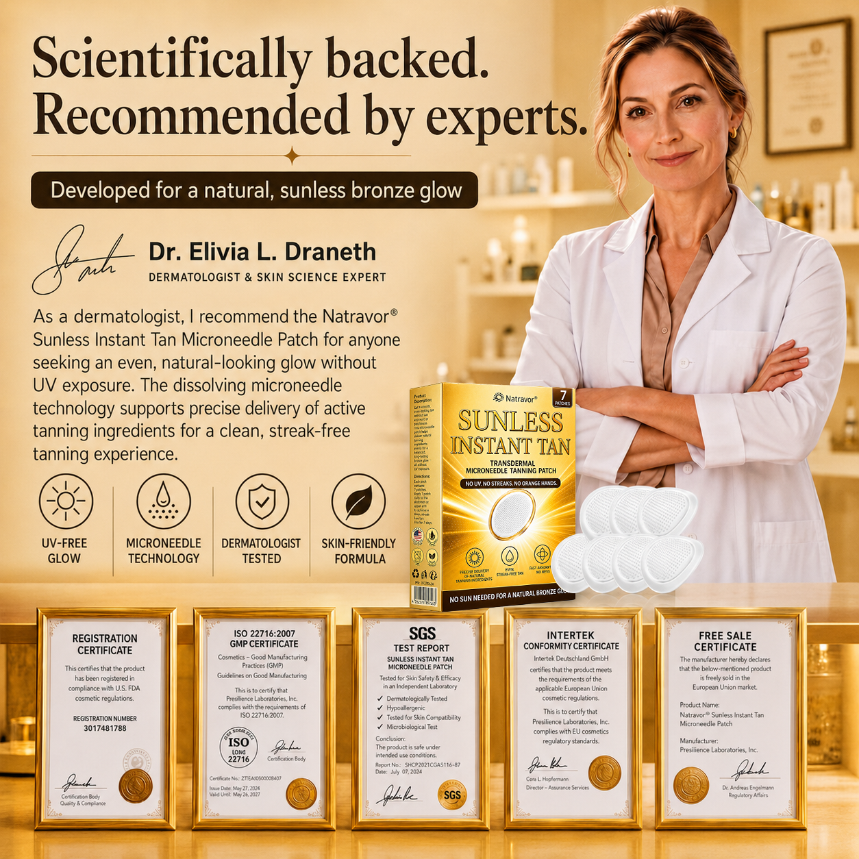 ⭐ Natravor® Microneedle Tanning Patches: A Natural Bronze Glow Without UV & DHA